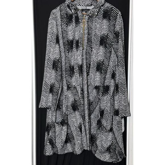 Caleoas Art‎ to Wear Sweater Cardigan stretch geometric plus 3x swing pocket - Picture 1 of 12